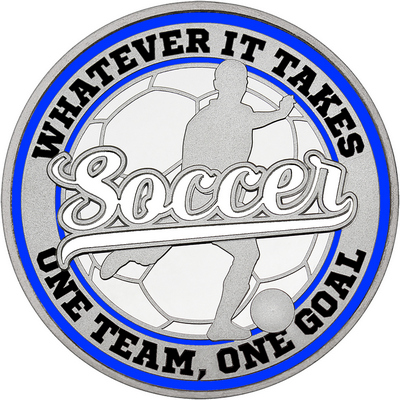 White "Soccer" with Royal Blue Outer Circular Borders